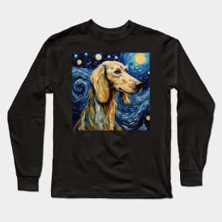 Saluki painted in Starry Night Style Long Sleeve T-Shirt